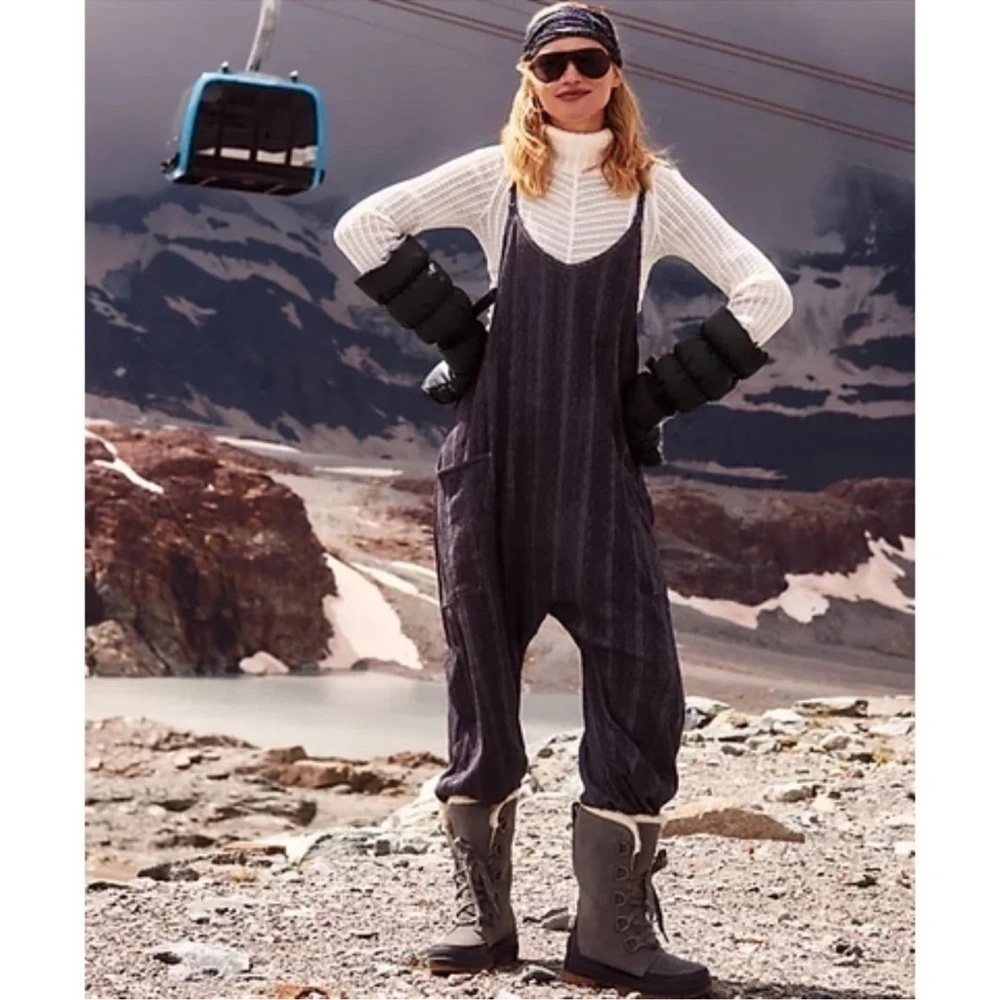 Free People Movement Hot Shot Onesie Cable Knit Black Large - Picture 2 of 9